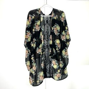 Lush Floral Lace Back Kimono